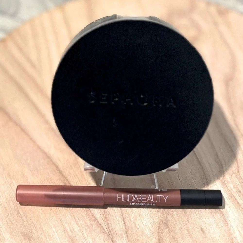 HUDA BEAUTY Brown Lip Liner with Sephora Black Compact BUNDLE! NEW!!